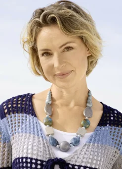 Damen-Modeschmuck>Halskette BLAU-GRAU