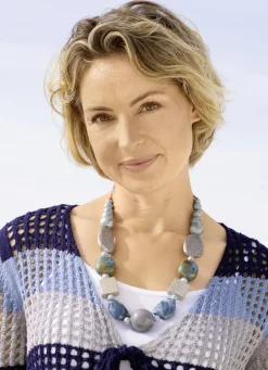 Damen-Modeschmuck>Halskette BLAU-GRAU