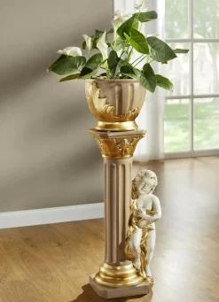 Dekoration>Handbemalte Säule mit Übertopf