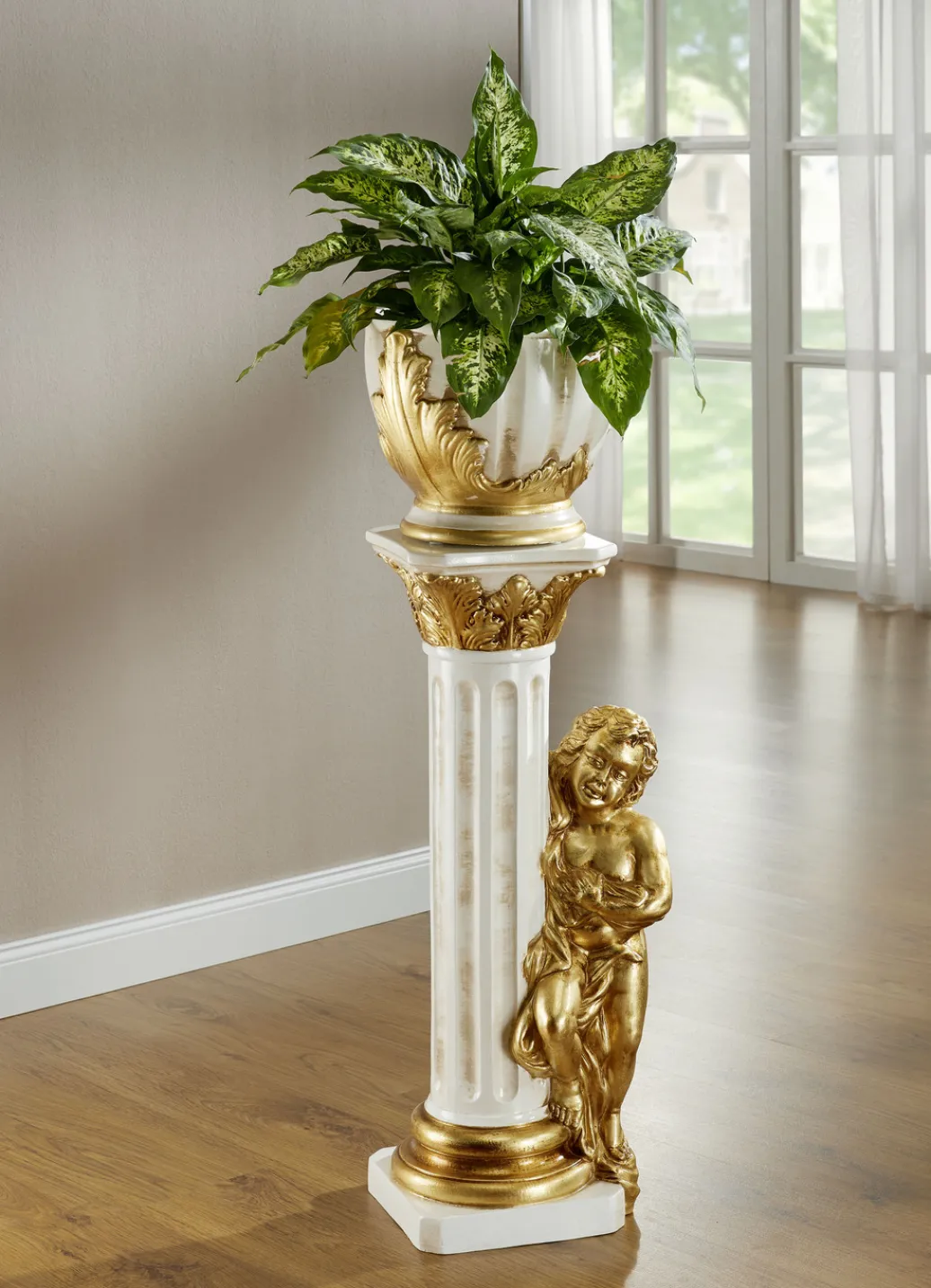 Dekoration>Handbemalte Säule mit Übertopf