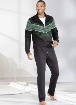 Sport- & Freizeitmode>Hausanzug mit Baumwolle SCHWARZ-GRÜN