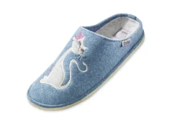 Schuhe|Damenschuhe>Hausschuh mit farblich abgestimmter Katzen-Applikation