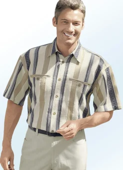 Hemden>Hemd mit Brustpaspeltaschen ECRU-TAUPE-ANTHRAZIT