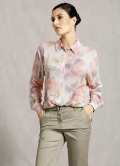 Blusen & Tuniken></noscript>Hemdbluse mit tollem Allover-Dessin MULTICOLOR