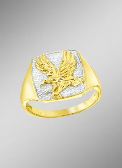 Herren-Silberschmuck>Herrenring Adler mit 3 Diamanten