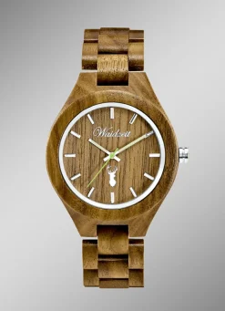 WAIDZEIT Herrenuhren|Damenuhren>Herrenuhr der Marke , komplett gefertigt aus naturbelassenem Walnussholz