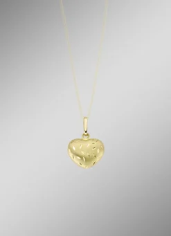 Damen-Goldschmuck>Herz-Anhänger mit strukturierter Vorderseite