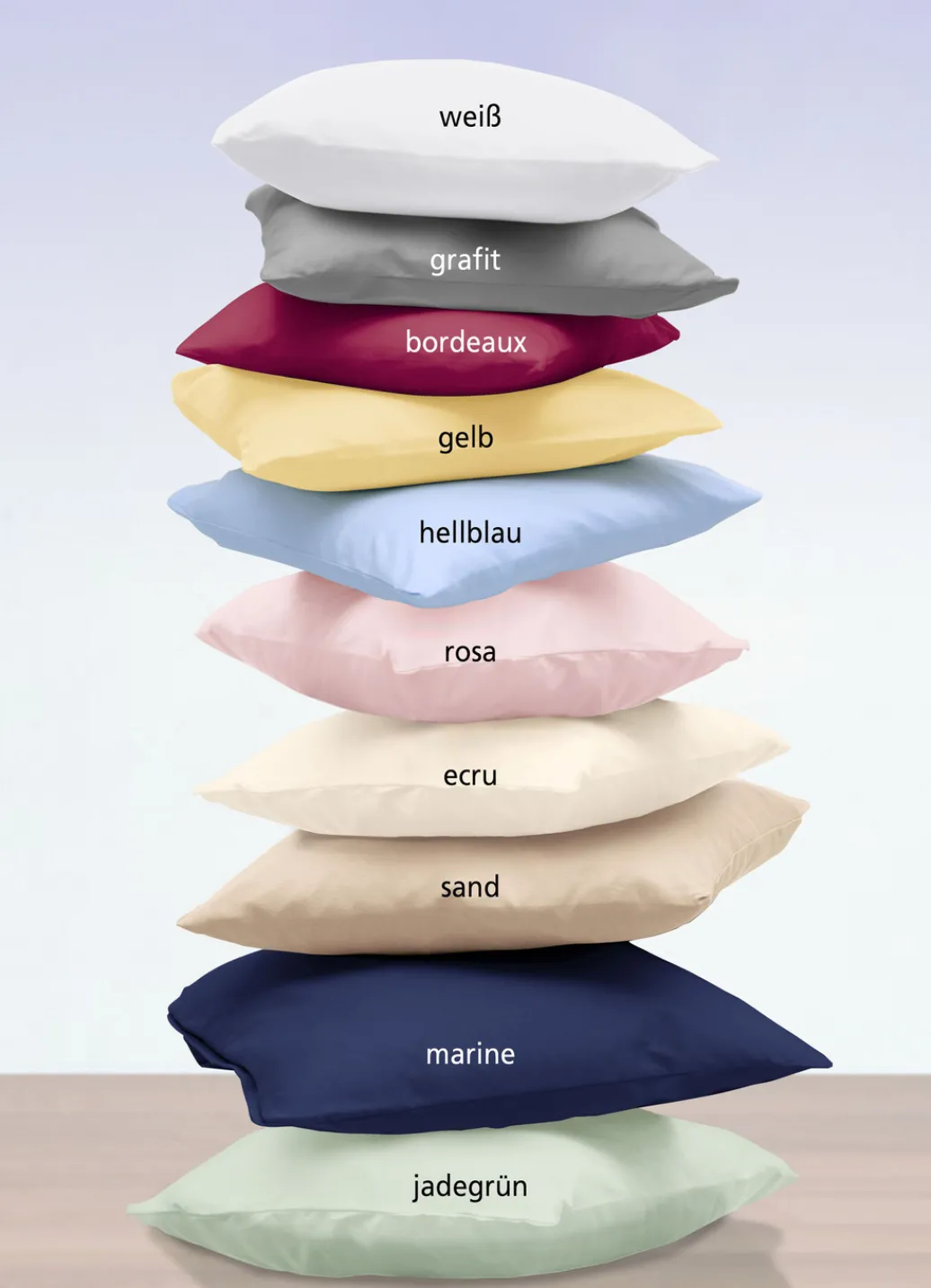 JANINE Heimtextilien>Hochwertige Mako-Satin-Kissenbezüge mit Reißverschluss