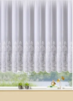 PLAUENER STICKEREI Heimtextilien>Hochwertiger Blumenfensterstore Blumenfenster-Store WEISS