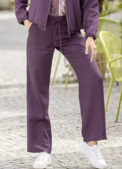 B/ANCA Hosen>Hose mit Dehnbund-Einsatz AUBERGINE