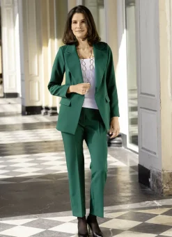 Blazer & Anzüge>Hosenanzug mit Reverskragen FLASCHENGRÜN