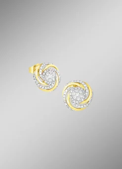Damen-Diamantschmuck>Interessante Ohrstecker mit 14 Brillanten und 90 Diamanten