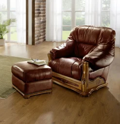 Möbel></noscript>Italienische Polstermöbel mit Bezug aus echtem Leder