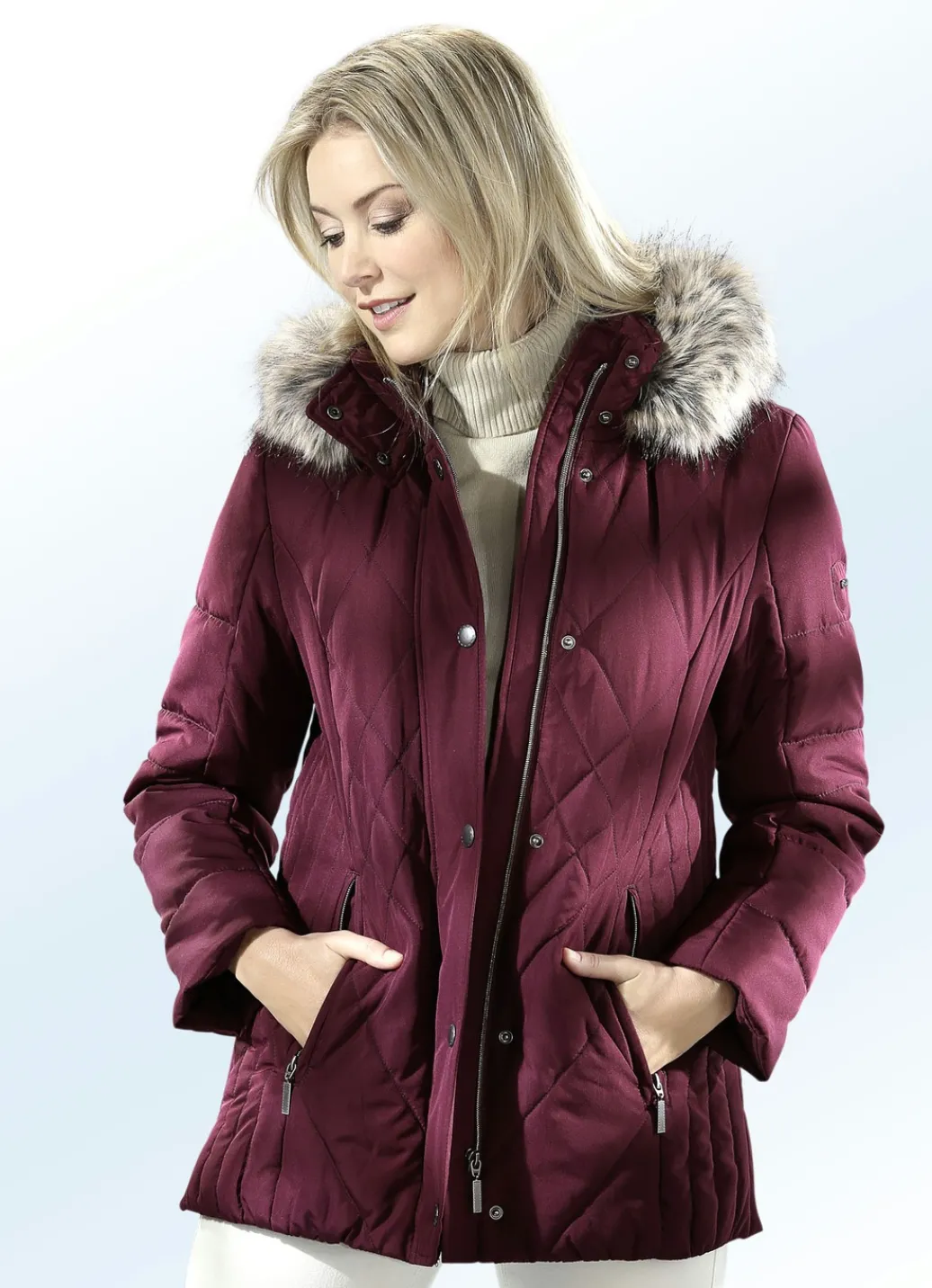 Jacken & Mäntel>Jacke mit Reißverschluss unter der Druckerleiste