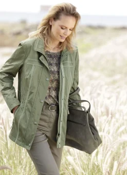 Jacken & Mäntel>Jacke mit Reißverschlusstaschen KHAKI