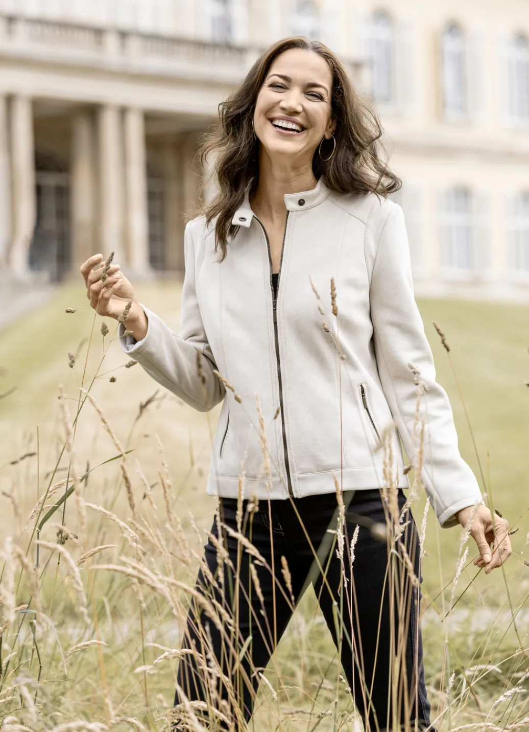 Blusen & Tuniken>Jacke mit Stehkragen SAND