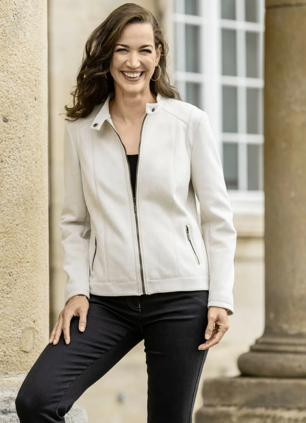 Blusen & Tuniken>Jacke mit Stehkragen SAND