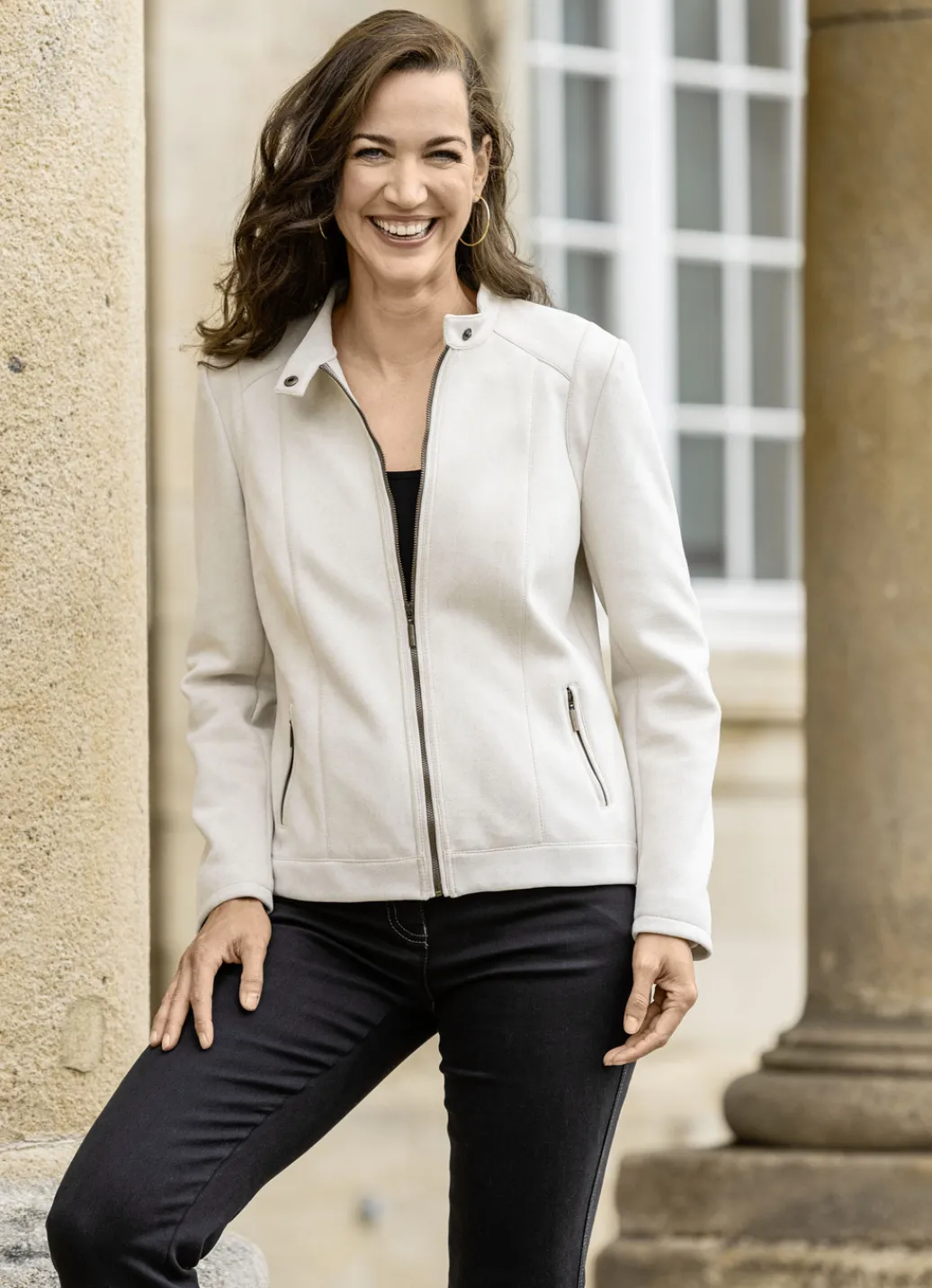 Blusen & Tuniken>Jacke mit Stehkragen SAND