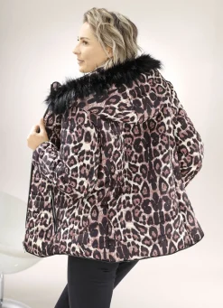 Jacken & Mäntel></noscript>Jacke mit Stretchgürtel SCHWARZ-COGNAC