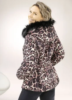 Jacken & Mäntel></noscript>Jacke mit Stretchgürtel SCHWARZ-COGNAC