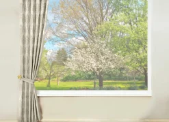 Heimtextilien>Jacquard-Übergardine mit Universalschienenband