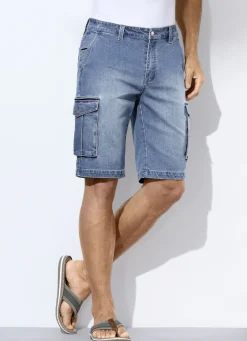 Hosen>Jeans-Bermudas mit Cargotaschen JEANSBLAU
