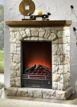 Möbel>Kaminumbau mit spezieller LED-Beleuchtung GRAU-BRAUN