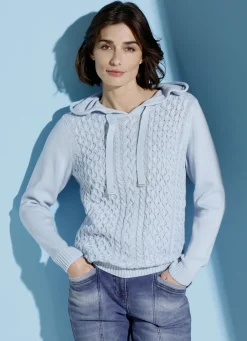 Pullover & Strickmode>Kapuzenpullover aus reiner Baumwolle HELLBLAU