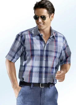 Hemden>Kariertes Hemd mit Rückenpasse MARINE-BLAU-WEINROT-WEISS KARIERT