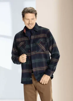 MILANO ITALY Hemden>Kariertes Overshirt von "" MARINE-GRÜN-TERRAKOTTA