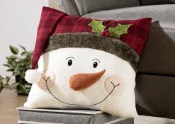 Weihnachtliche Dekorationen|Heimtextilien>Kissenbezug mit Schneemannapplikation BUNT