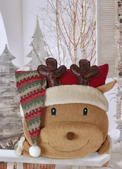 Weihnachtliche Dekorationen|Heimtextilien>Kissenbezug mit Weihnachtselch Rudi BUNT