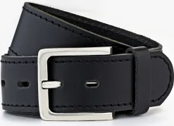 Accessoires>Klassicher Herren-Gürtel, aus Leder, 4 cm breit SCHWARZ