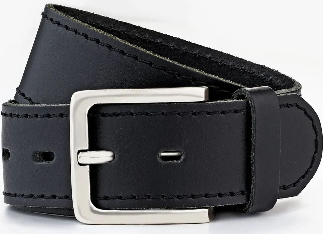 Accessoires>Klassicher Herren-Gürtel, aus Leder, 4 cm breit SCHWARZ