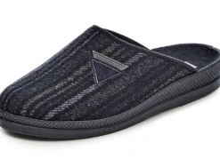 Herrenschuhe|Schuhe>Klassische Herren-Hausschuhe, mit anatomisch geformtem Fußbett SCHWARZ-GRAU