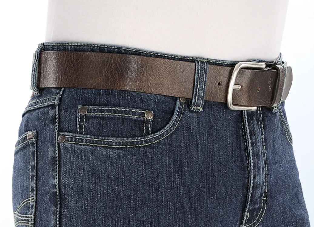 Accessoires>Klassischer Herren-Gürtel, aus Leder, 4 cm breit DUNKELBRAUN