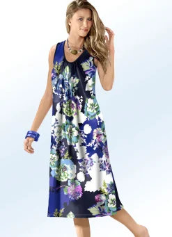 KLAUS MODELLE MADE IN GERMANY Bade- & Strandmode|Kleider>Klaus Modelle Kleid mit farbbrillantem Druckdessin und Raffungen MARINE-BUNT