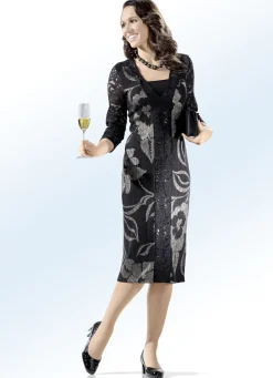 ELENA EDEN MADE IN GERMANY Kleider|Abendmode>Kleid in 2-in-1-Optik SCHWARZ-GOLD