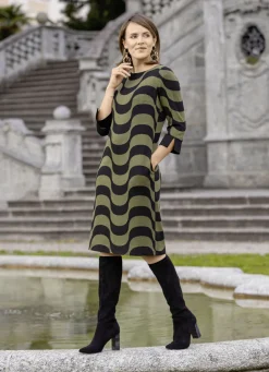 Pullover & Strickmode|Kleider>Kleid in Schlupfform KHAKI-SCHWARZ