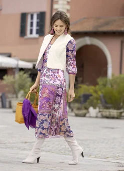 B/ANCA Kleider>Kleid mit tollem Dessin ROSÉ-AUBERGINE-MARINE-BUNT