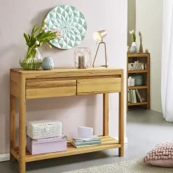 Möbel></noscript>Konsolentisch aus Massivholz in geölter Ausführung