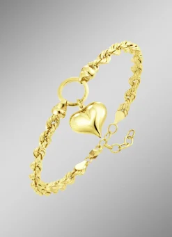 Damen-Goldschmuck>Kordel-Armband mit Herz-Anhänger