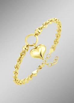 Damen-Goldschmuck>Kordel-Armband mit Herz-Anhänger