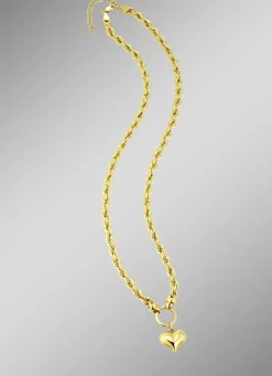 Damen-Goldschmuck>Kordelkette mit Herz-Anhänger
