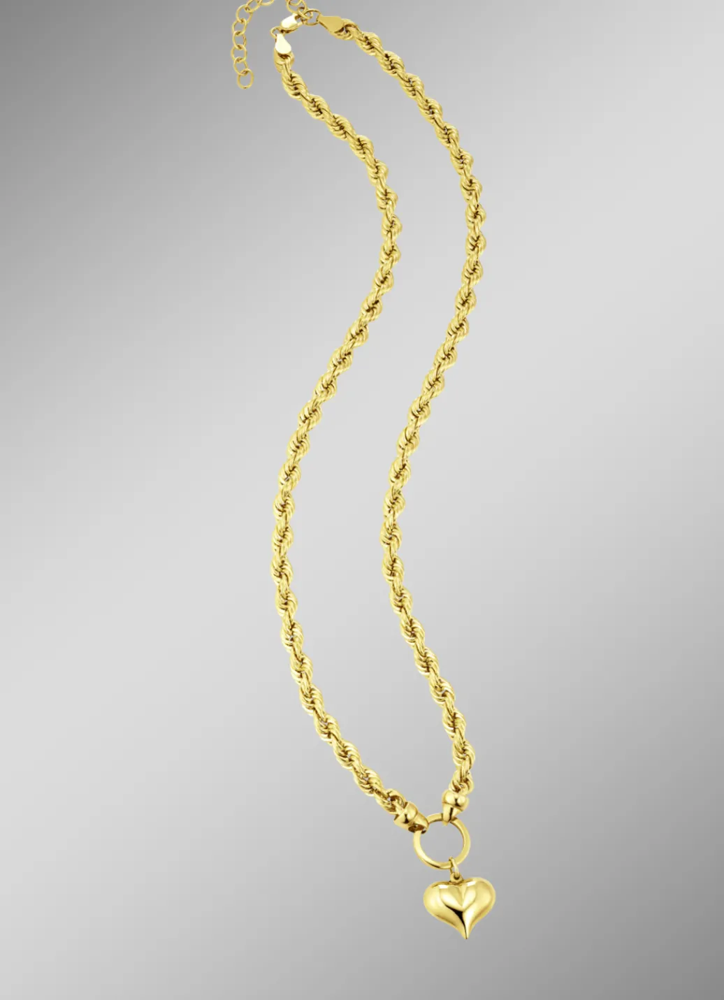 Damen-Goldschmuck>Kordelkette mit Herz-Anhänger