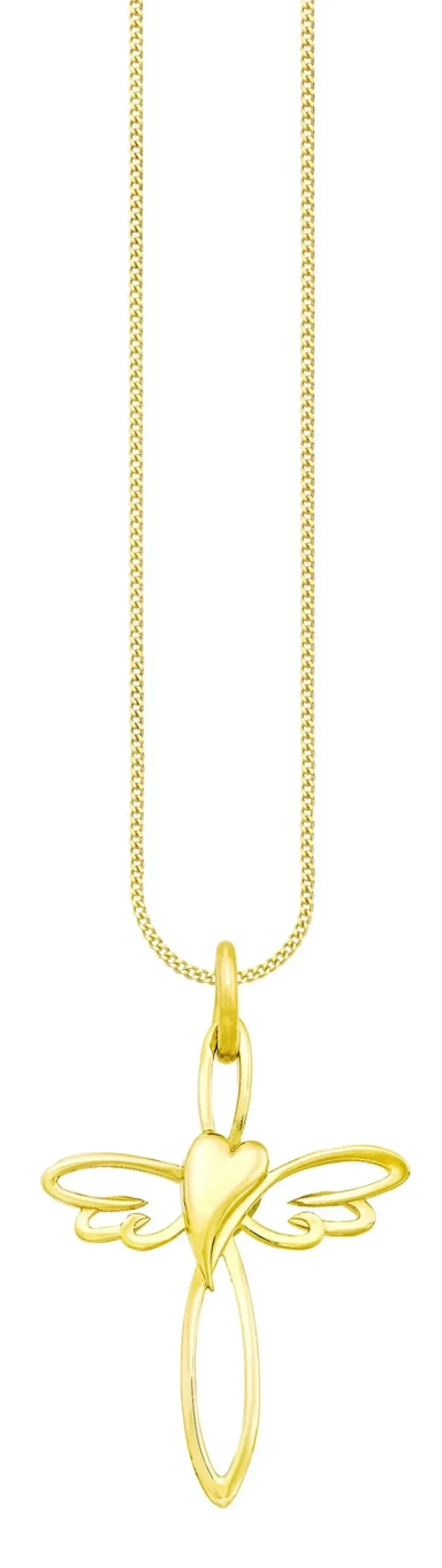 Damen-Goldschmuck>Kreuz mit Herz Anhänger