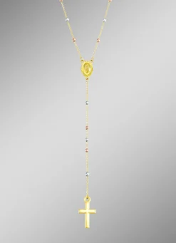 Damen-Goldschmuck>Kreuz-Halskette in Tricolor
