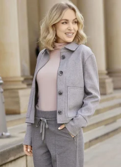 B/ANCA Jacken & Mäntel>Kurzjacke aus Flanell GRAU MELIERT