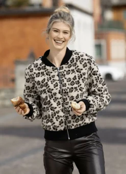 Jacken & Mäntel>Kurzjacke aus Teddyplüsch BEIGE-BRAUN