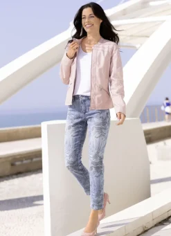 Laura Kent Jacken & Mäntel>Kurzjacke mit kleinem Stehkragen ROSÉ